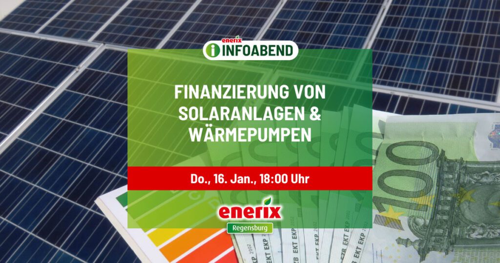 Banner Solarzellen und Infos zu einem Infoabend in Regensburg